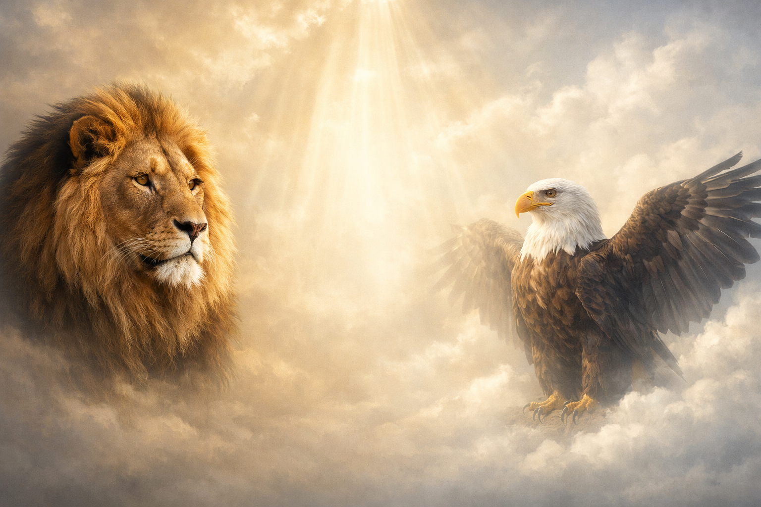 Lion and eagle